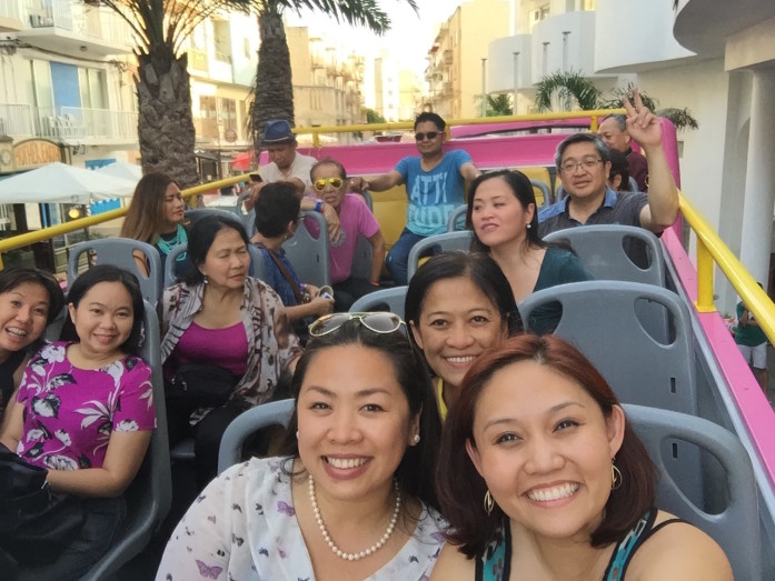 Conference attendees on the City Tour Bus to Valletta